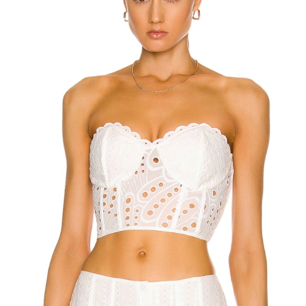 NWOT Charo Ruiz Ibiza Lita Bustier Strapless Crop Top White Size XS $398
